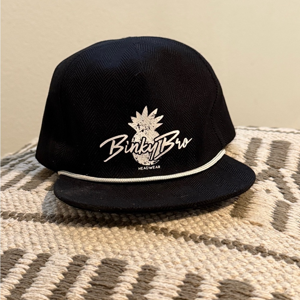 BinkyBro Black SnapBack w/ White Rope